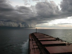 Edge of hurricane at sea
